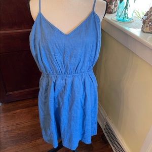 J Crew Sz XL NWT French Blue Lined Linen Dress